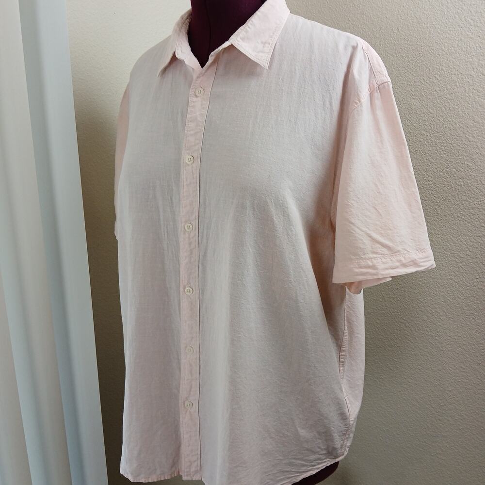Coastaoro Eben Short Sleeve Button-Up Shirt Men's XL light pink cotton linen